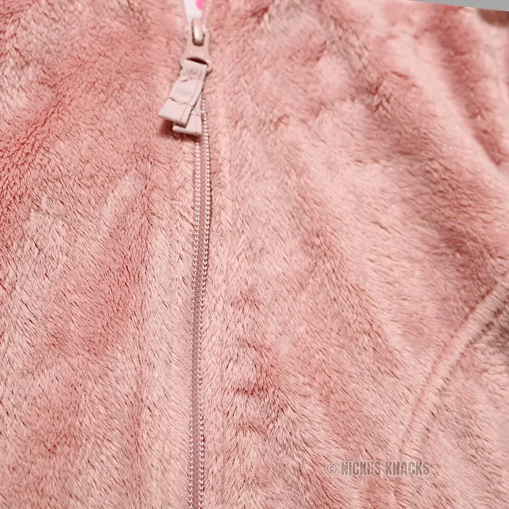 The Children's Place Girls Light Pink Faux Fur Full Zip Sweatshirt Size M 7/8
